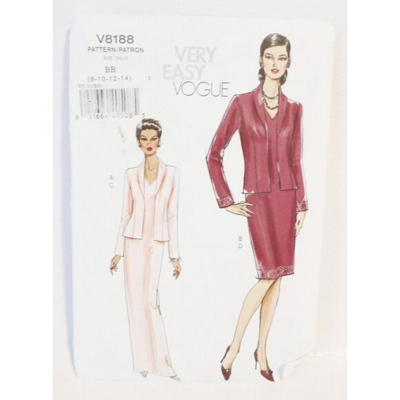 Vintage Vogue Sewing Patten V8188 Very Easy Petite Jacket & Dress Size 8 10 12 1 - Picture 1 of 5